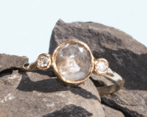 Oval Salt & Pepper Diamond Engagement Ring