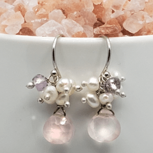 Rose Quartz Earring with Pearls