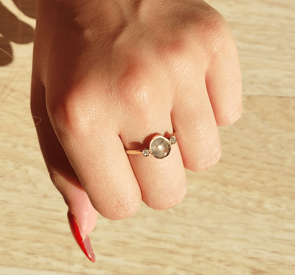 Oval Salt & Pepper Diamond Engagement Ring