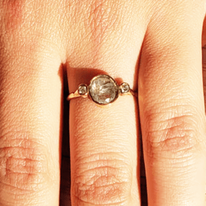 Oval Salt & Pepper Diamond Engagement Ring