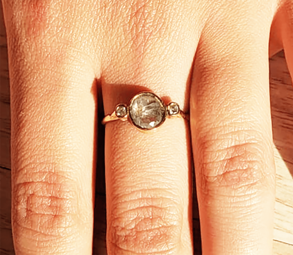 Oval Salt & Pepper Diamond Engagement Ring