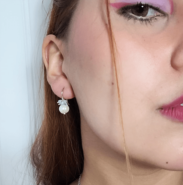 Pearl Earrings with Aquamarine