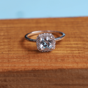 Cushion Aquamarine Engagement Ring