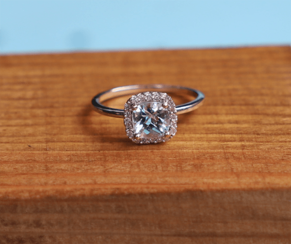 Cushion Aquamarine Engagement Ring