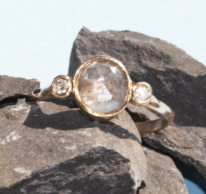 Oval Salt & Pepper Diamond Engagement Ring