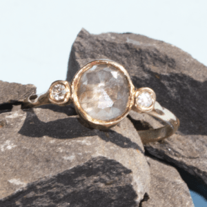 Oval Salt & Pepper Diamond Engagement Ring