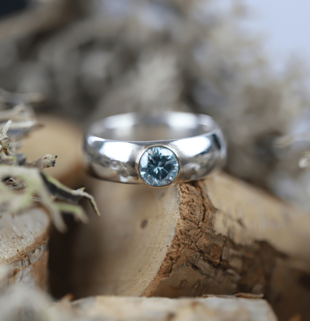 Silver & Gold Moissanite ring