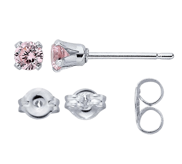 Pink CZ Studs Earrings