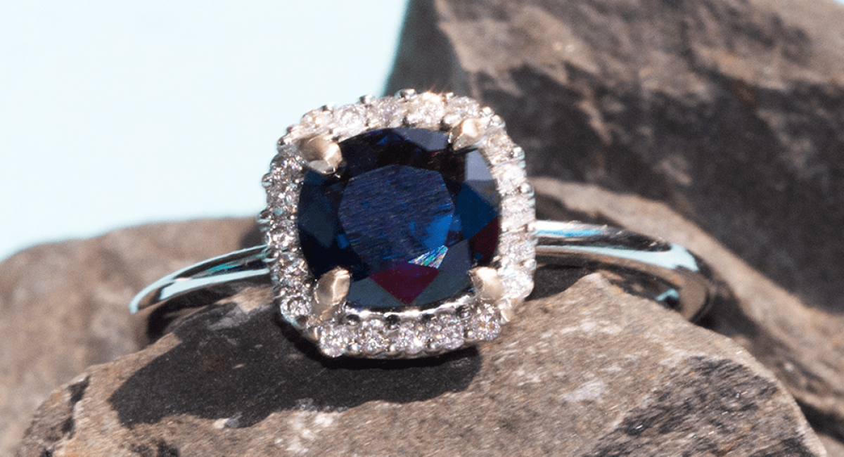 0.85ct Cushion Blue Sapphire engagement ring